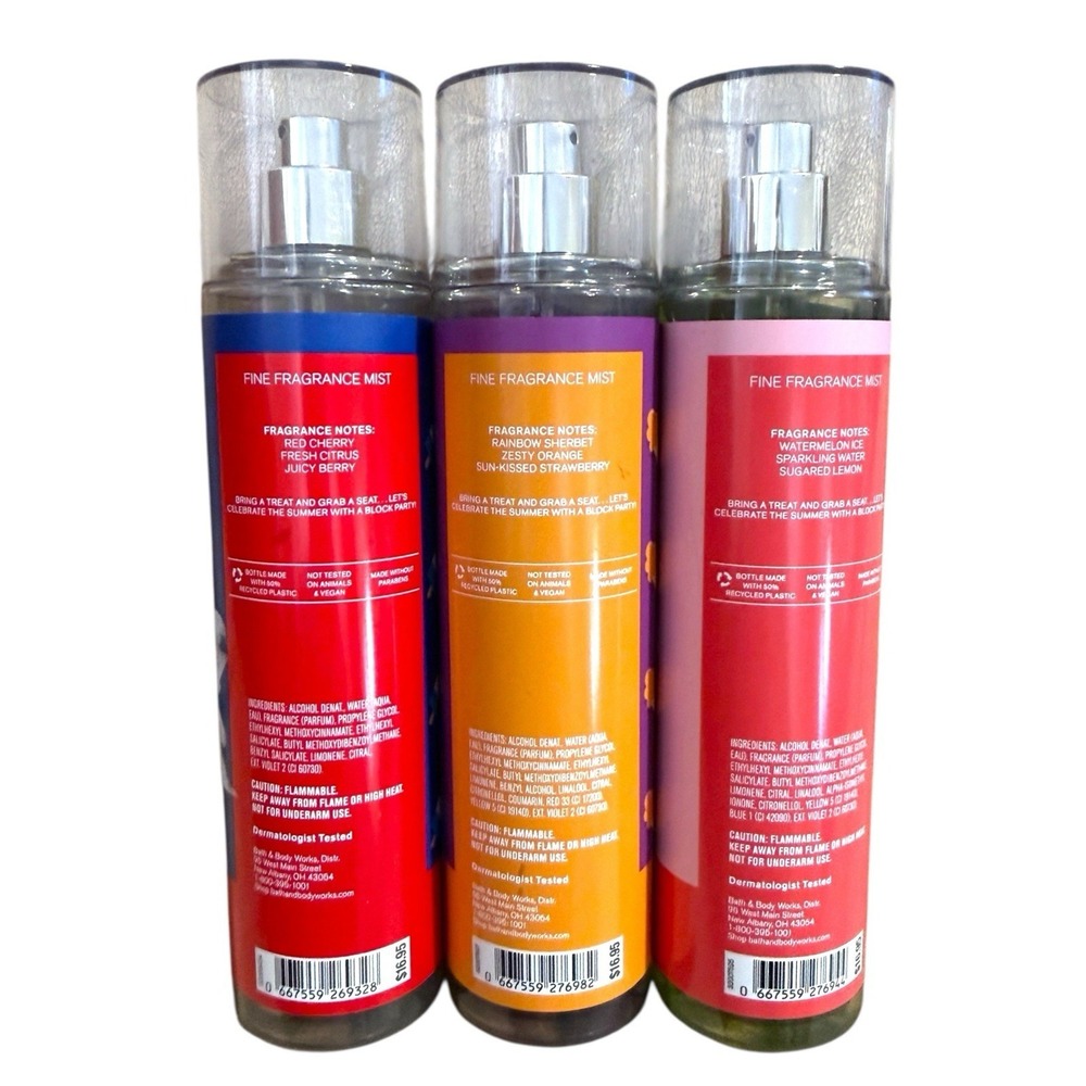 3-Bath & Body Works FIRECRACKER POP, FRUITY SHERBERT, WATERMELON Body Mist 8oz - Picture 6 of 7